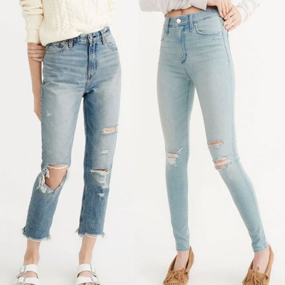 Abercrombie Girls Size 16 Light Wash Distressed Skinny Jeans - Like New - Picture 1 of 5